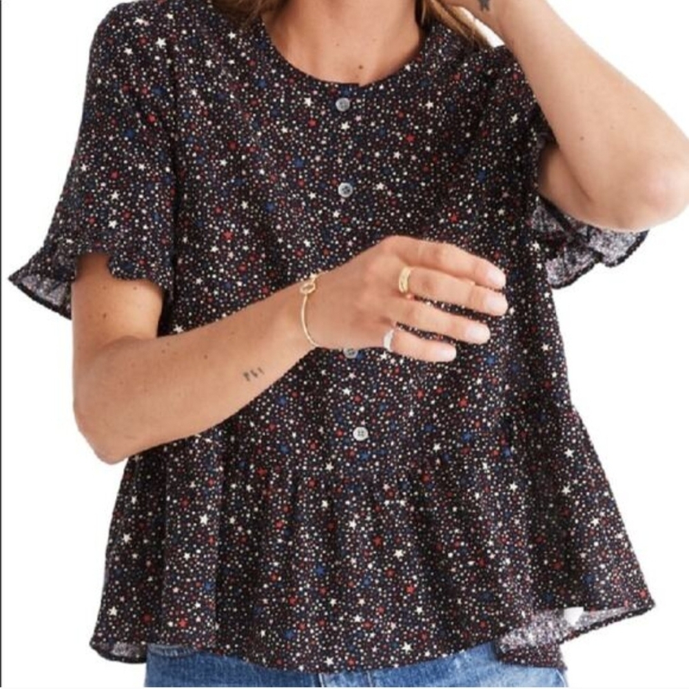 Madewell Women's Starry Nights Peplum Blouse; Size L